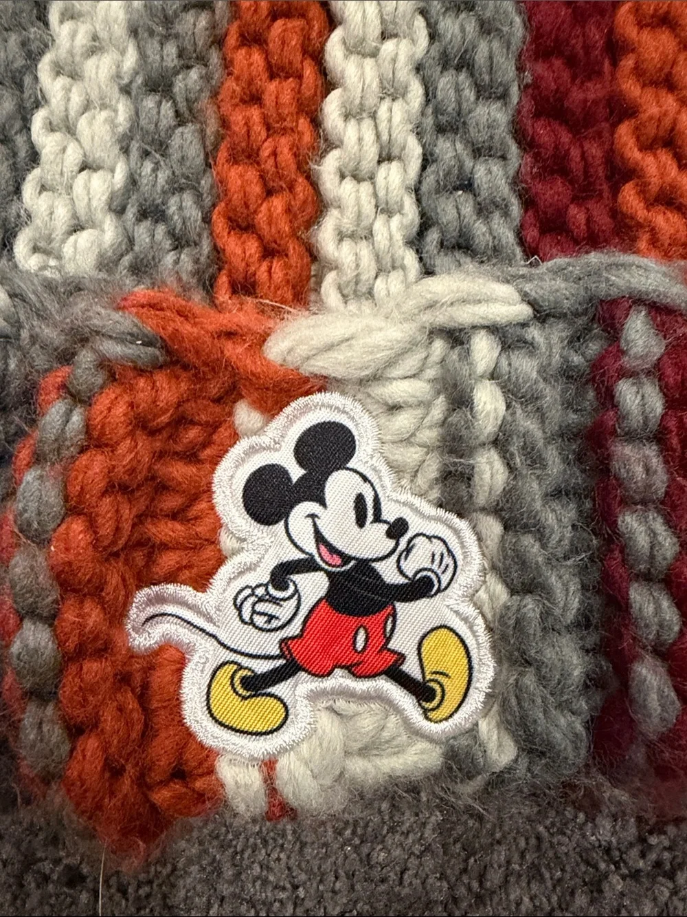 Kids Knit Pom Beanie with Mickey Patch Size 2T-5T